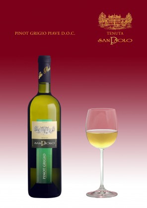 PINOT GRIGIO PIAVE D.O.C. Vino singolare per l’eleganza, distinto e variegato nell’aroma, equilibrato nella struttura e sapidità. Frutto nobile di una terra vocata alla coltura della vite. È indicato per aperitivi, antipasti magri, minestre asciutte e in brodo e piatti a base di pesce. Da servire ad una temperatura di 10-12° C.