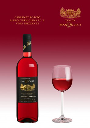 CABERNET ROSATO MARCA TREVIGIANA I.G.T.  – VINO FRIZZANTE  Vino ottenuto da apposita vinificazione di uve Cabernet e da rifermentazione naturale. Presenta un civettuolo color rosa, è fragrante nell’aroma, morbido e suadente nel sapore. È indicato per aperitivi, formaggi, salumi, carni bianche. Da servire ad una temperatura di 6-8° C.